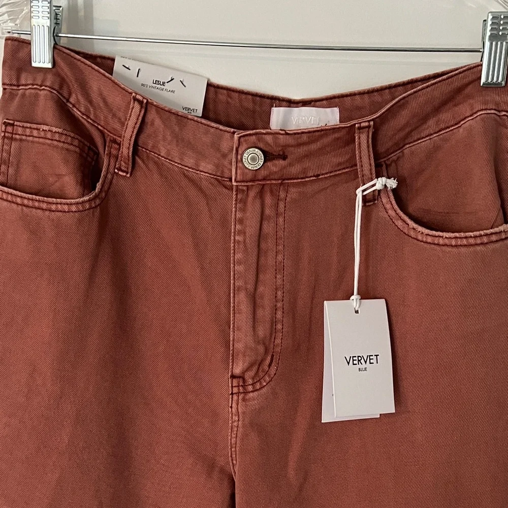 New High-Rise Wide Leg Jeans in Rust - Women's Flare NWT - Picture 2 of 4